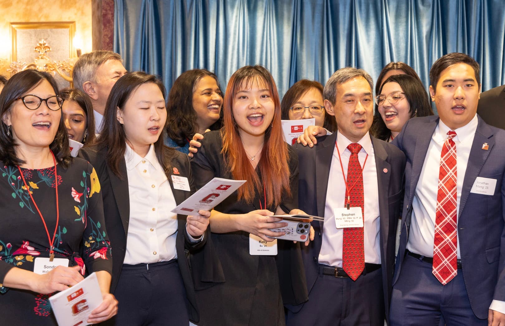 Members at a celebratory banquet dinner