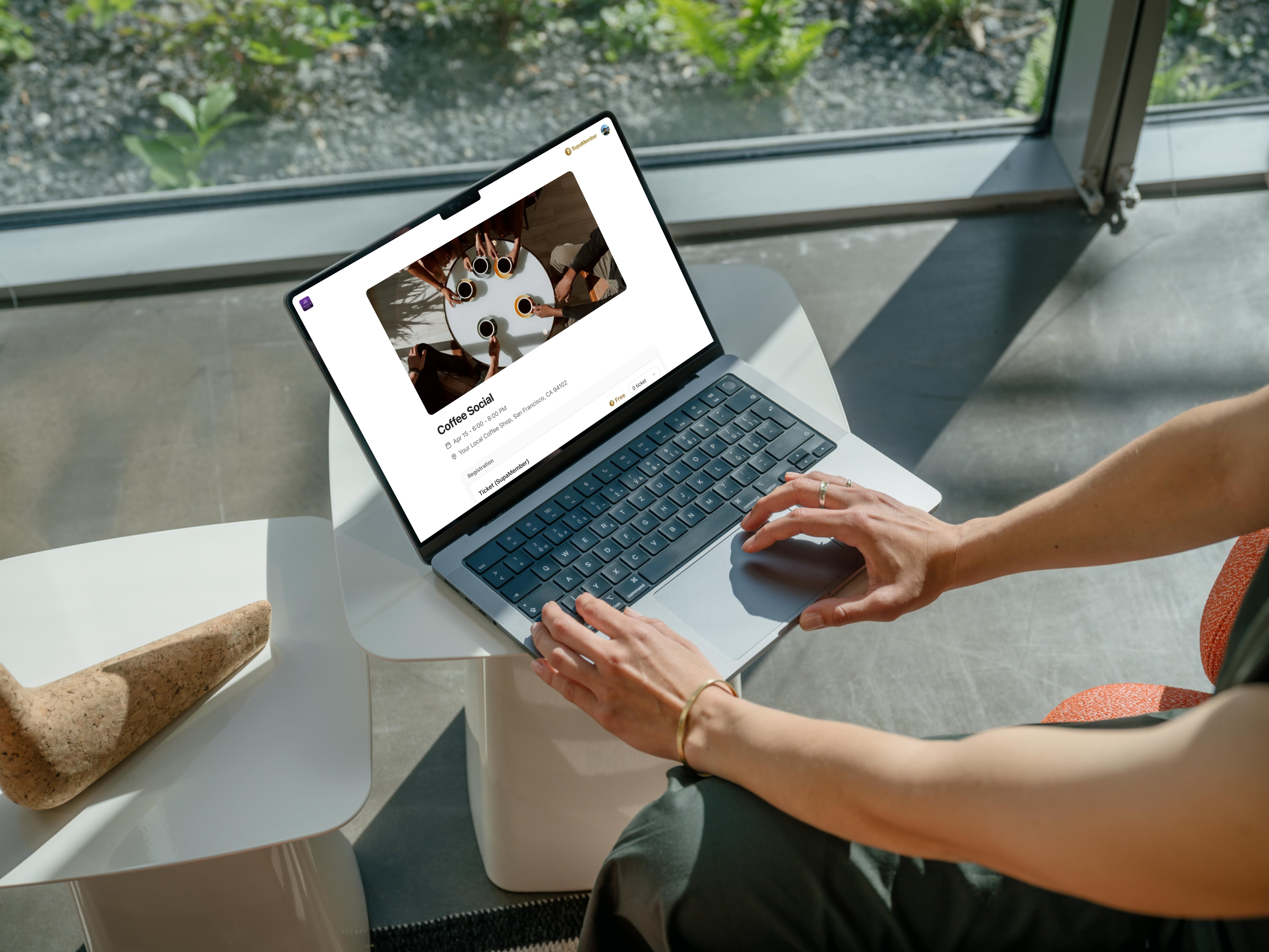 SupaClub event registration page with member pricing and guest options